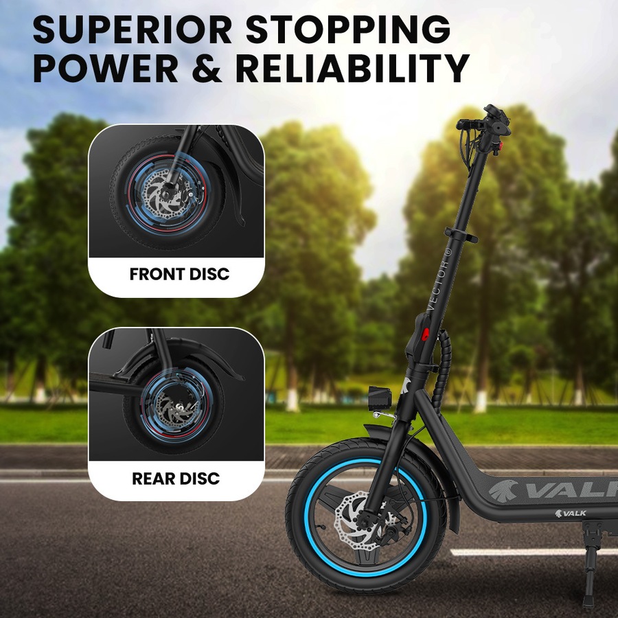 Valk Electric Scooter with Seat 30km Range, AU Compliant, Disc brakes, 14" Tyres, for Adults, Teens, Commuter