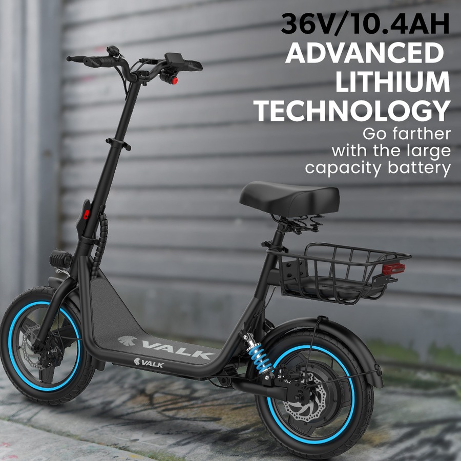 Valk Electric Scooter with Seat 30km Range, AU Compliant, Disc brakes, 14" Tyres, for Adults, Teens, Commuter