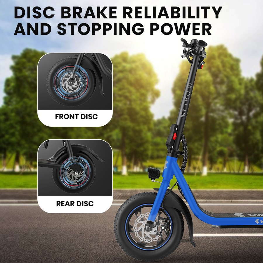 Valk Electric Scooter with Seat Disc brakes, 12" Tyres, AU Compliant, for Adults, Teens, Commuter, Blue