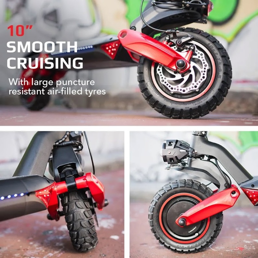 Valk Primal 9 Dual Motor Electric Scooter 1600W, AU Compliant, for Extreme Hill Climbing, Black/Red