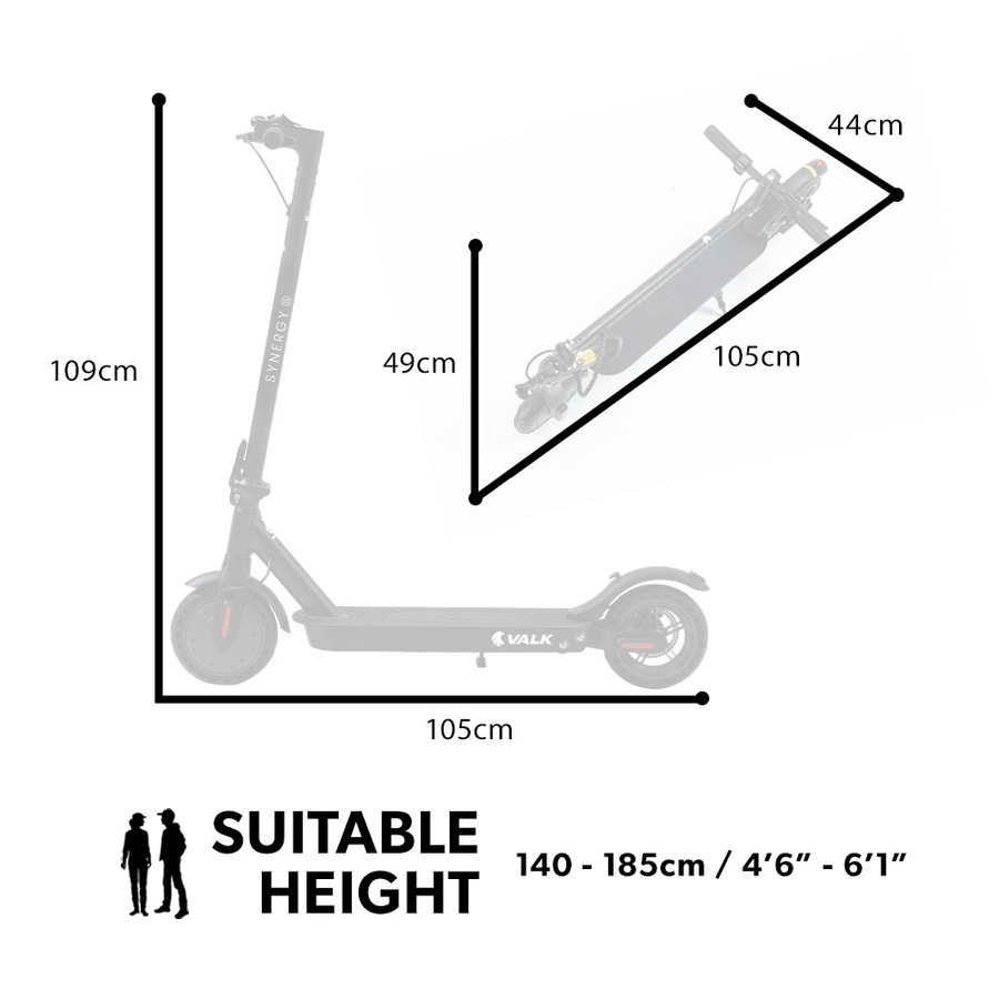 Valk Synergy 5 Electric Scooter 400W, AU Compliant, Motorised eScooter for Adults, Black