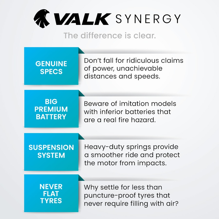 Valk Synergy 5 Electric Scooter 400W, AU Compliant, Motorised eScooter for Adults, Black