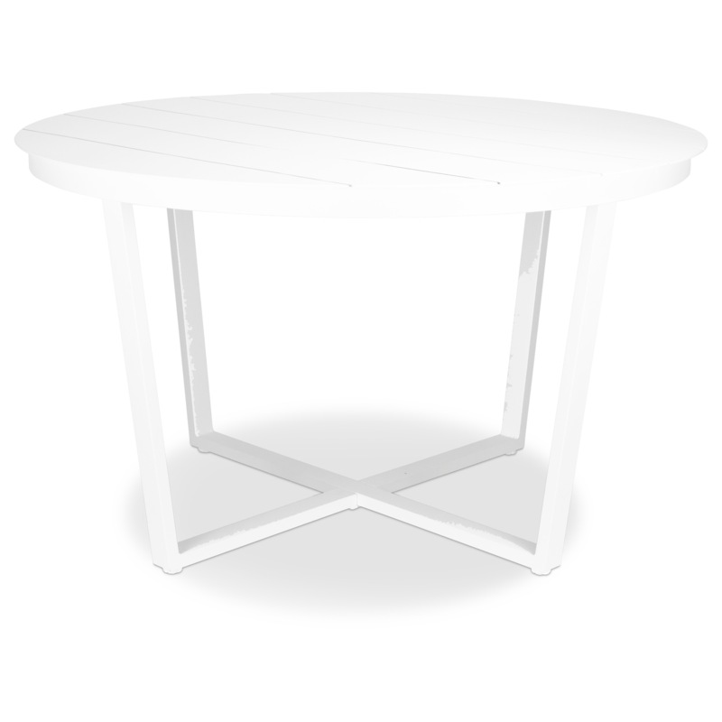 Buy Round Outdoor Dining Table Amalfi in Arctic White Aluminium MyDeal