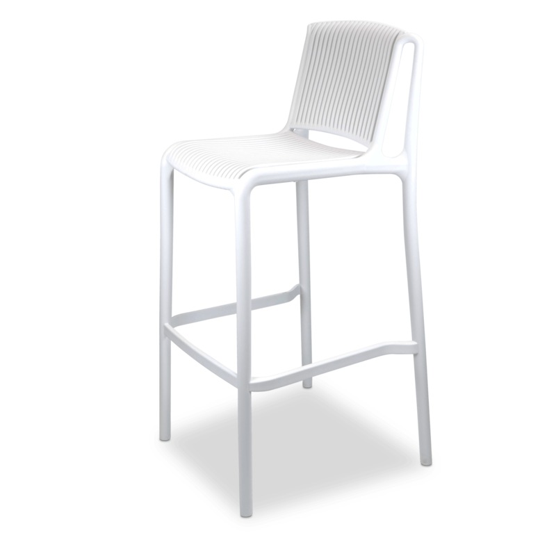 Buy Paros UV Plastic Outdoor Bar Stool (PP) in Arctic White MyDeal