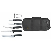 Victorinox 7pc Apprentice Hospitality Chef Knife Set Roll Knives Bag - Black