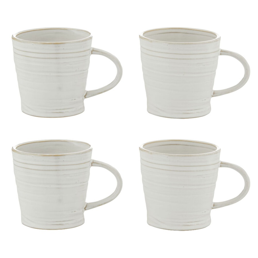 Amalfi Somerset 4 Piece Coffee Mug Set 350ml Milky White Glaze Stoneware