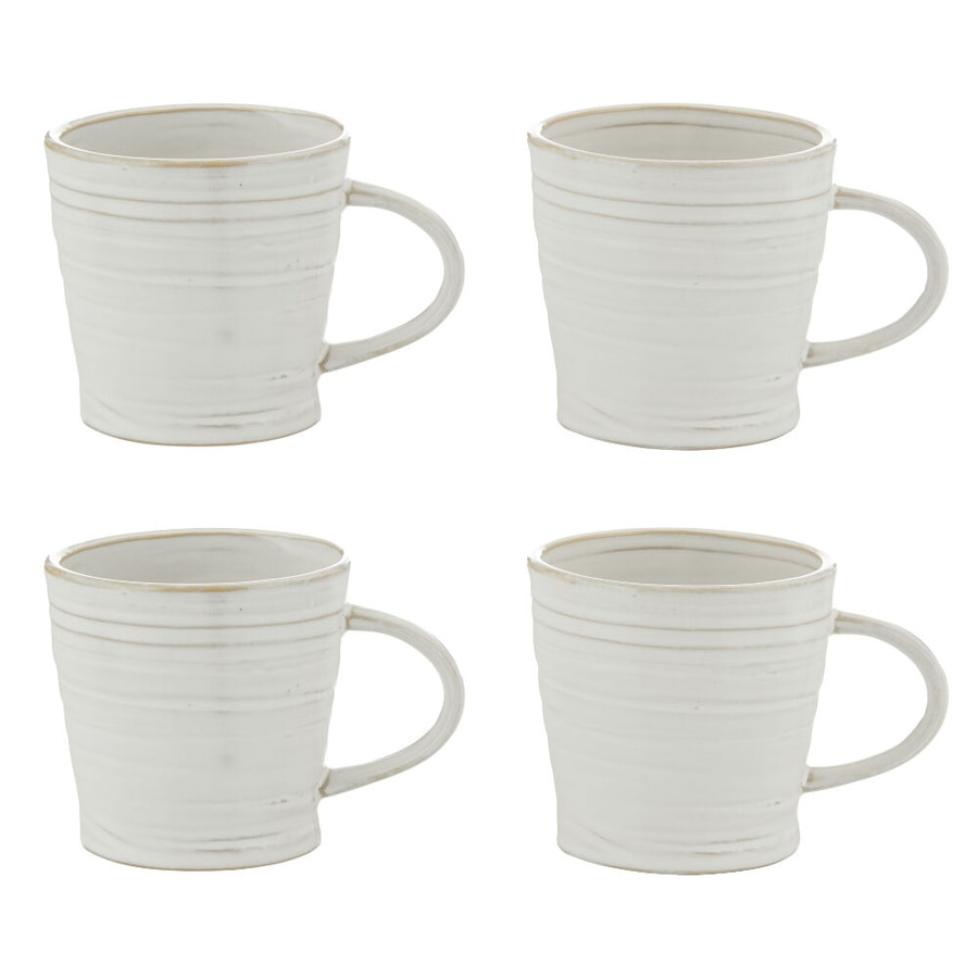 Amalfi Somerset 4 Piece Coffee Mug Set 350ml Milky White Glaze Stoneware