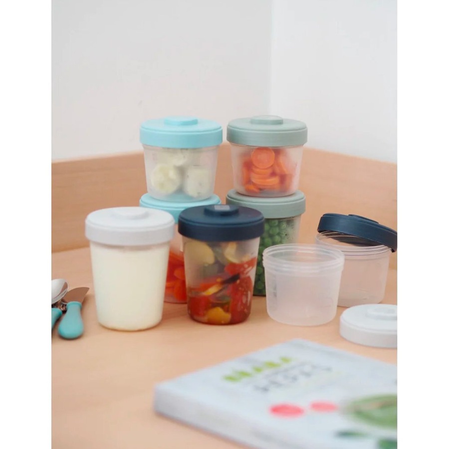 Beaba 8 Piece Toddler Stackable Clip Food Storage Jars 150ml & 250ml