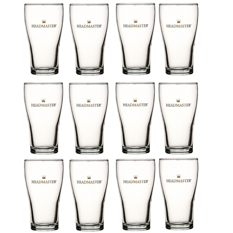 Crown Nucleated Headmaster Beer Conical Glasses 425ml - Set of 12
