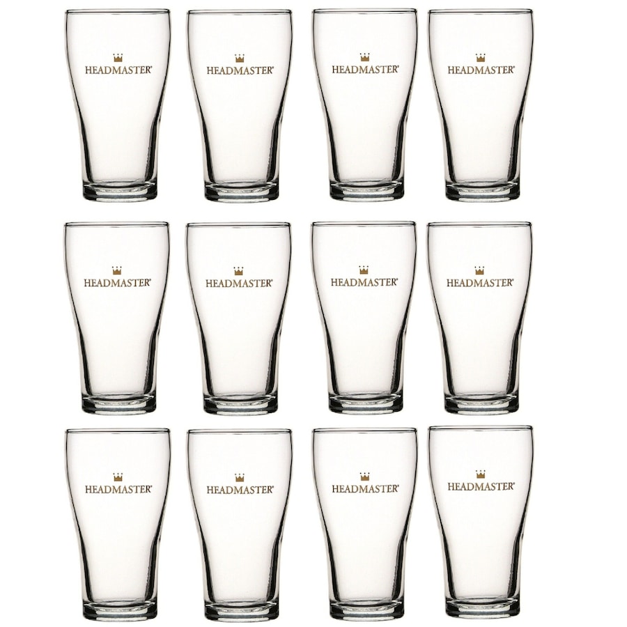Crown Nucleated Headmaster Beer Conical Glasses 425ml - Set of 12