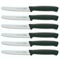 F DICK FDICK MICRO SERRATED UTILITY STEAK KNIVES KNIFE TOMATO BLACK X 6