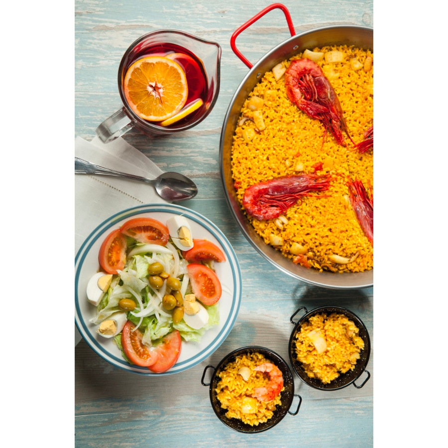 Garcima Carbon Steel Paella Pan with Red Handles 42cm