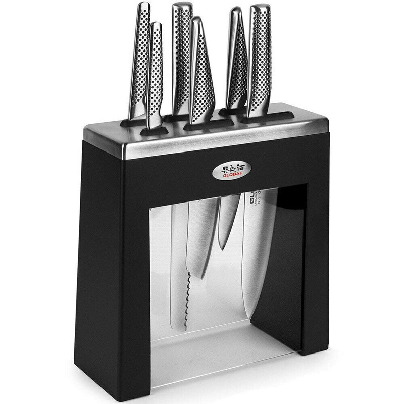 Buy NEW GLOBAL KABUTO 7PC KNIFE BLOCK SET 7 PIECE BLACK MADE IN
