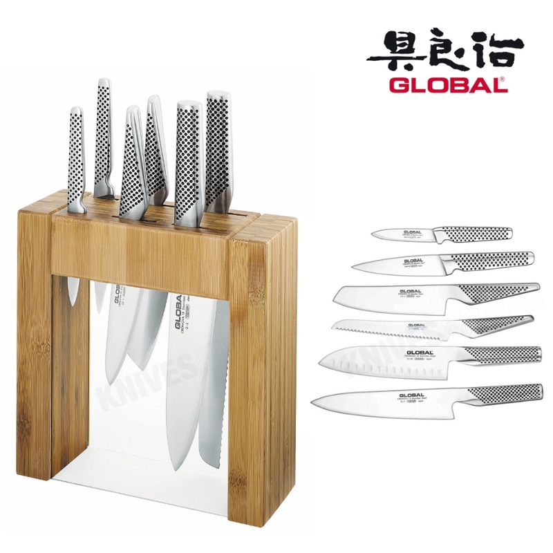 Buy NEW Global IKASU 7pc Japanese Knife Bamboo Block Set 7 Piece Knives MyDeal