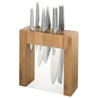 New Global Ikasu 7Pc Bamboo Knife Block 7 Piece Knives Set 