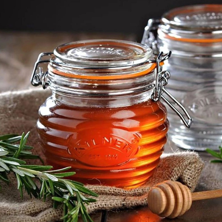 Kilner Honey Pot with Beechwood Dipper 400ml - Set of 2