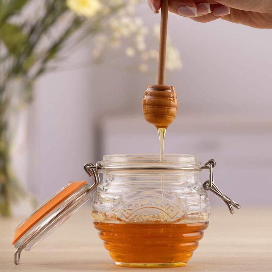 Kilner Honey Pot with Beechwood Dipper 400ml - Set of 2