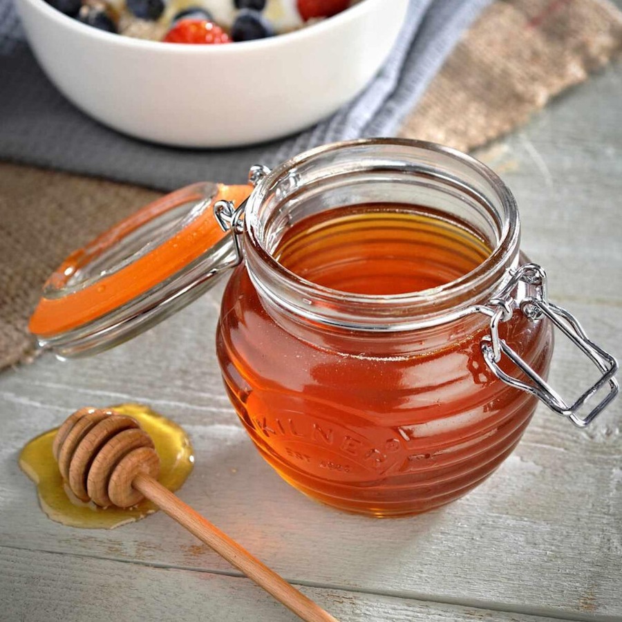 Kilner Honey Pot with Beechwood Dipper 400ml - Set of 2