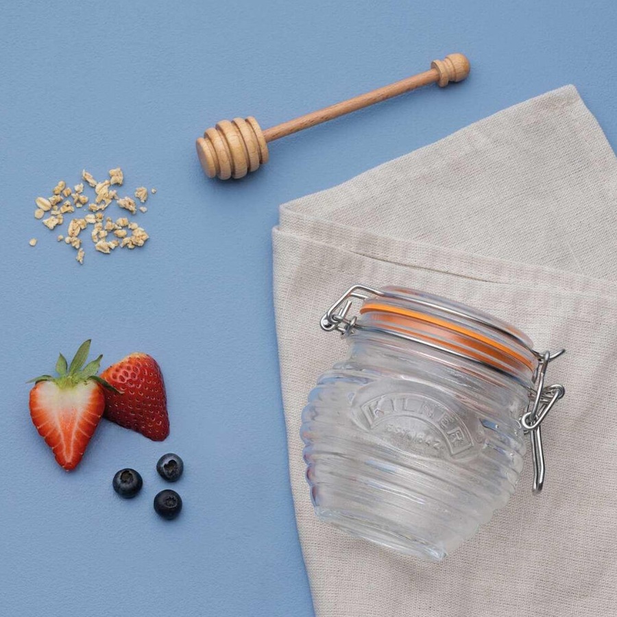 Kilner Honey Pot with Beechwood Dipper 400ml - Set of 2