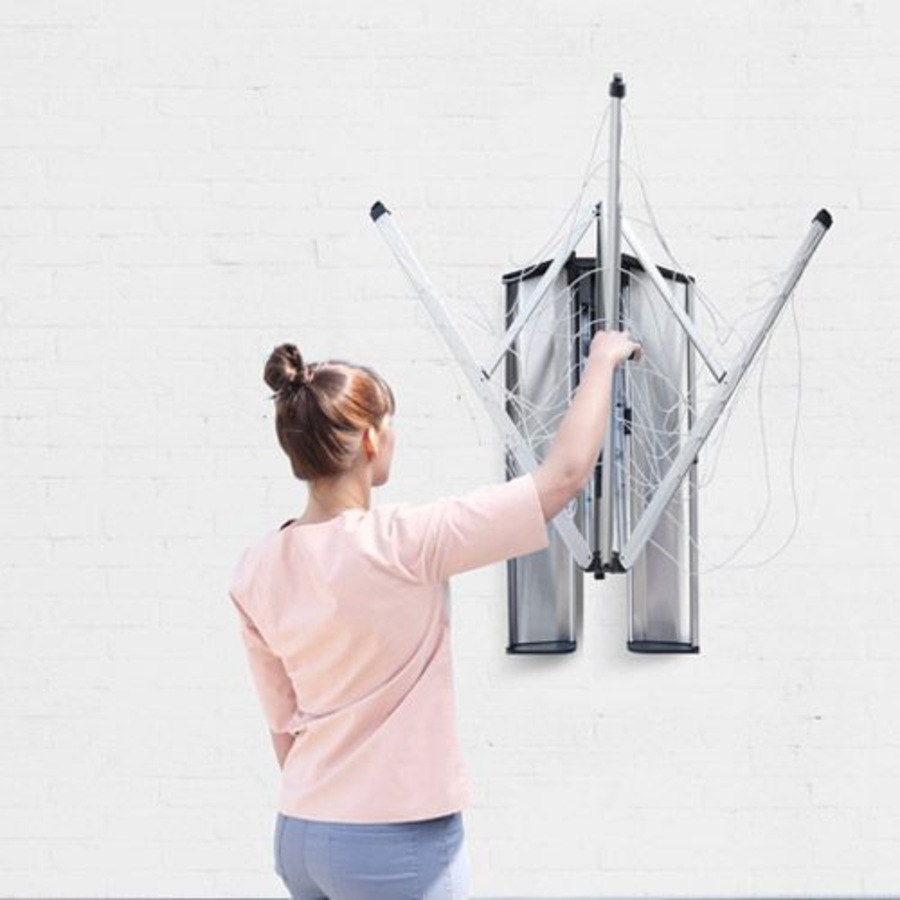 Brabantia Wall Fix Fold Away Clothes Line W/ Storage Box 24m