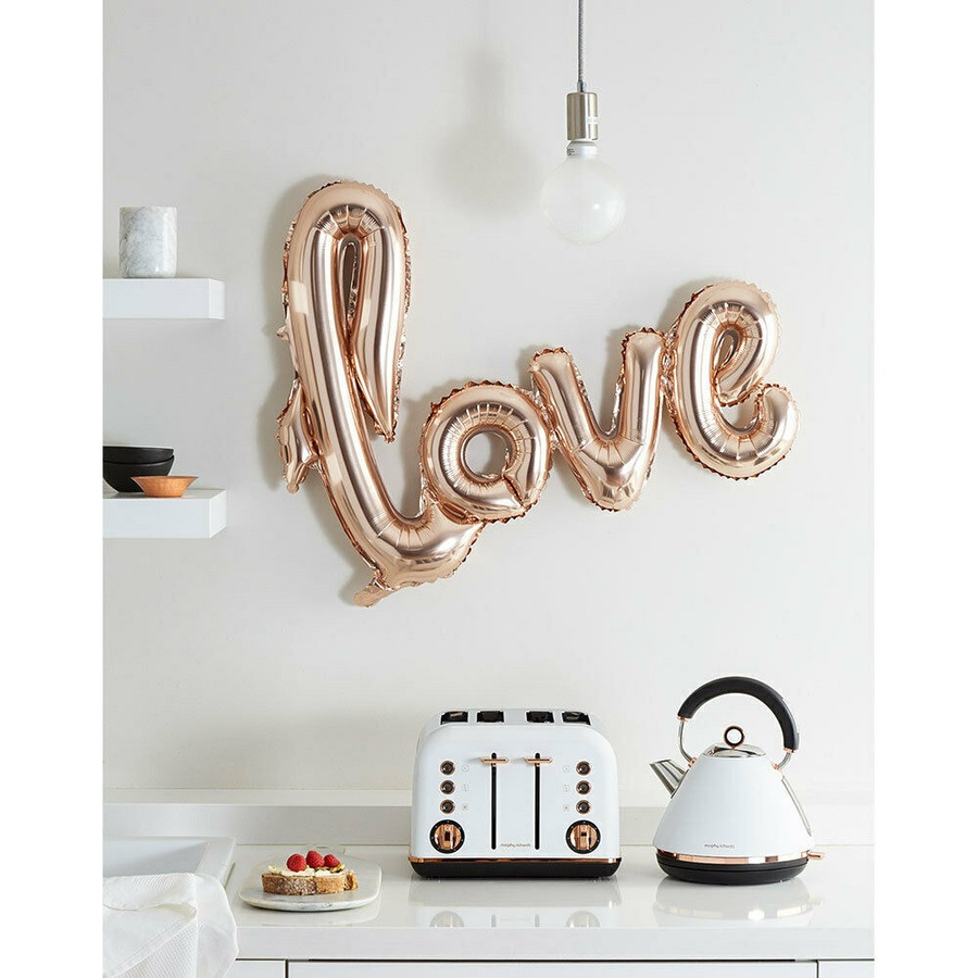 NEW MORPHY RICHARDS ACCENTS ROSE GOLD KETTLE + 4 SLICE TOASTER - MATTE WHITE