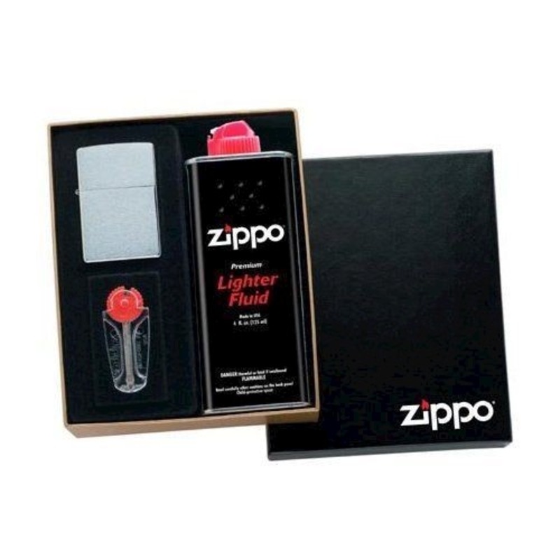 New ZIPPO BLACK ICE Lighter Gift Box Set With Fluids & Flints SAVE