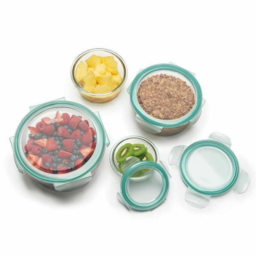 OXO Good Grips 4pc Smart Seal Air Tight Round Glass Container Set 4 Piece
