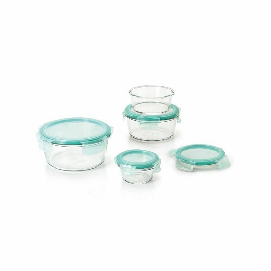 OXO Good Grips 4pc Smart Seal Air Tight Round Glass Container Set 4 Piece