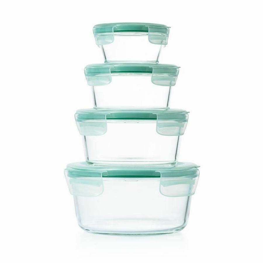 OXO Good Grips 4pc Smart Seal Air Tight Round Glass Container Set 4 Piece