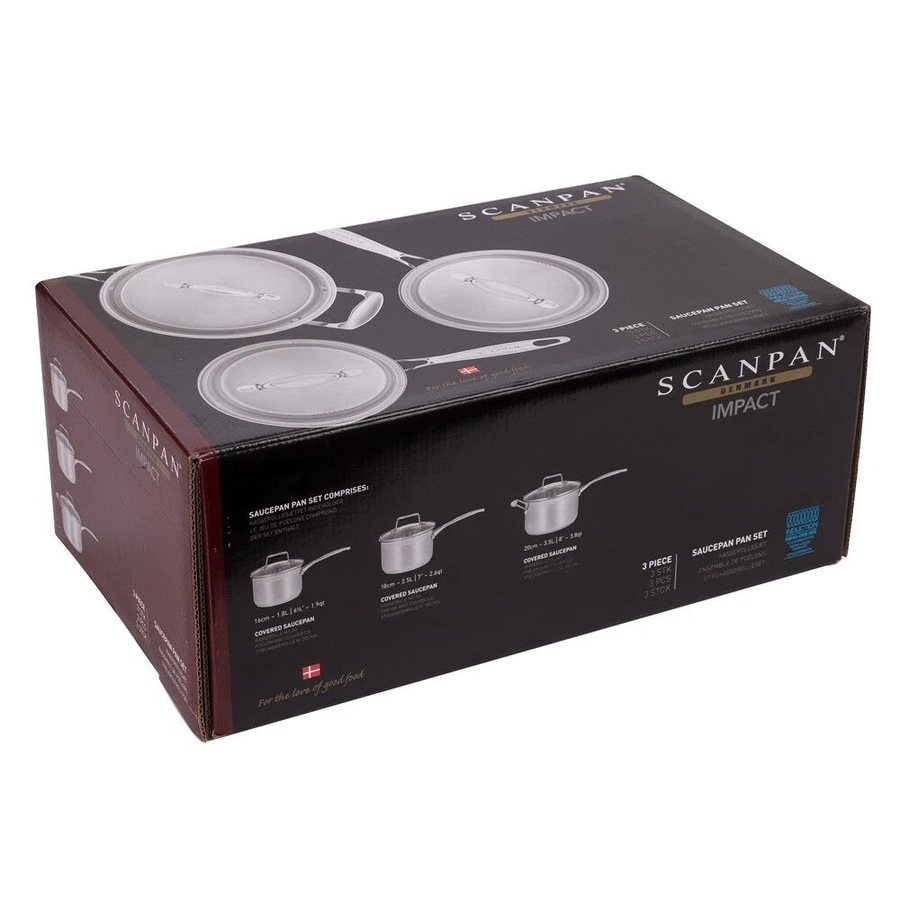 Scanpan Impact 3 Piece Saucepan Set - Stainless Steel 3pc