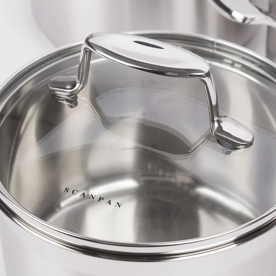 Scanpan Impact 3 Piece Saucepan Set - Stainless Steel 3pc