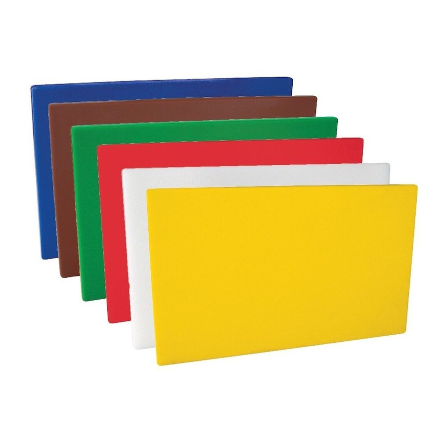 Set of 6 Colour Coded HACCP 250 x 400 x 13mm Polyethylene Cutting Chopping Reversible Boards