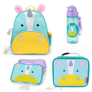 Skip Hop Zoo Backpack + Lunch Bag + Lunch Box + Drink Bottle 4pc Set - Unicorn