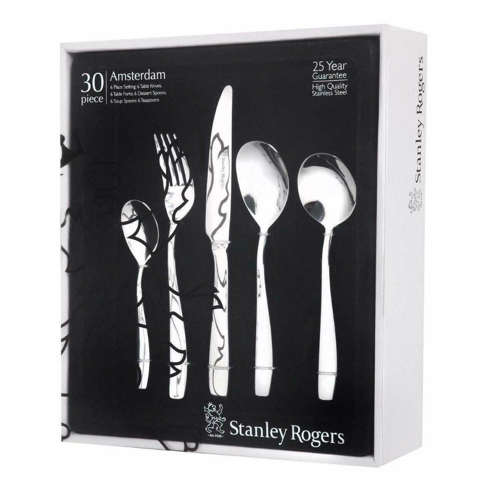 Stanley Rogers Amsterdam Stainless Steel 30 Piece Cutlery Set - 30pc
