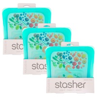 Stasher Sandwich Reusable Sandwich Bag Aqua 828ml - Set of 3