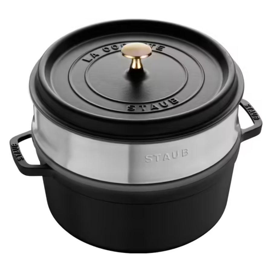Staub Round Cast Iron Cocotte with Steamer 26cm - Black