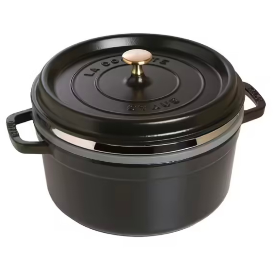 Staub Round Cast Iron Cocotte with Steamer 26cm - Black