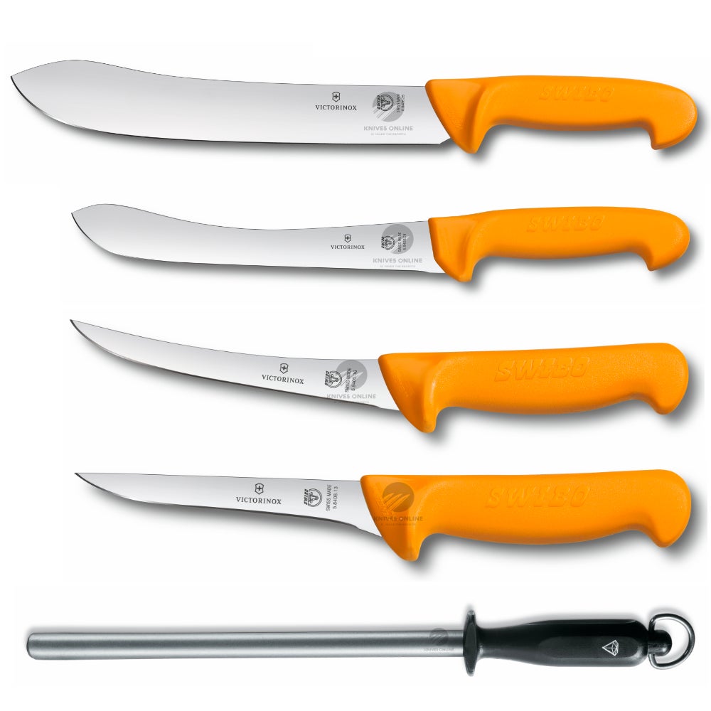 SWIBO 5PC BUTCHER KNIFE SET KIT SKINNING BONING S/ STEEL 5 PIECE