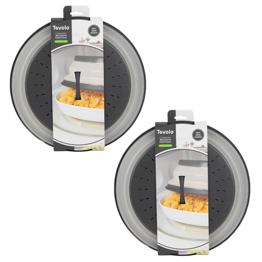 Tovolo Collapsible Microwave Food Cover Anti-Splatter 26cm Charcoal - Set of 2