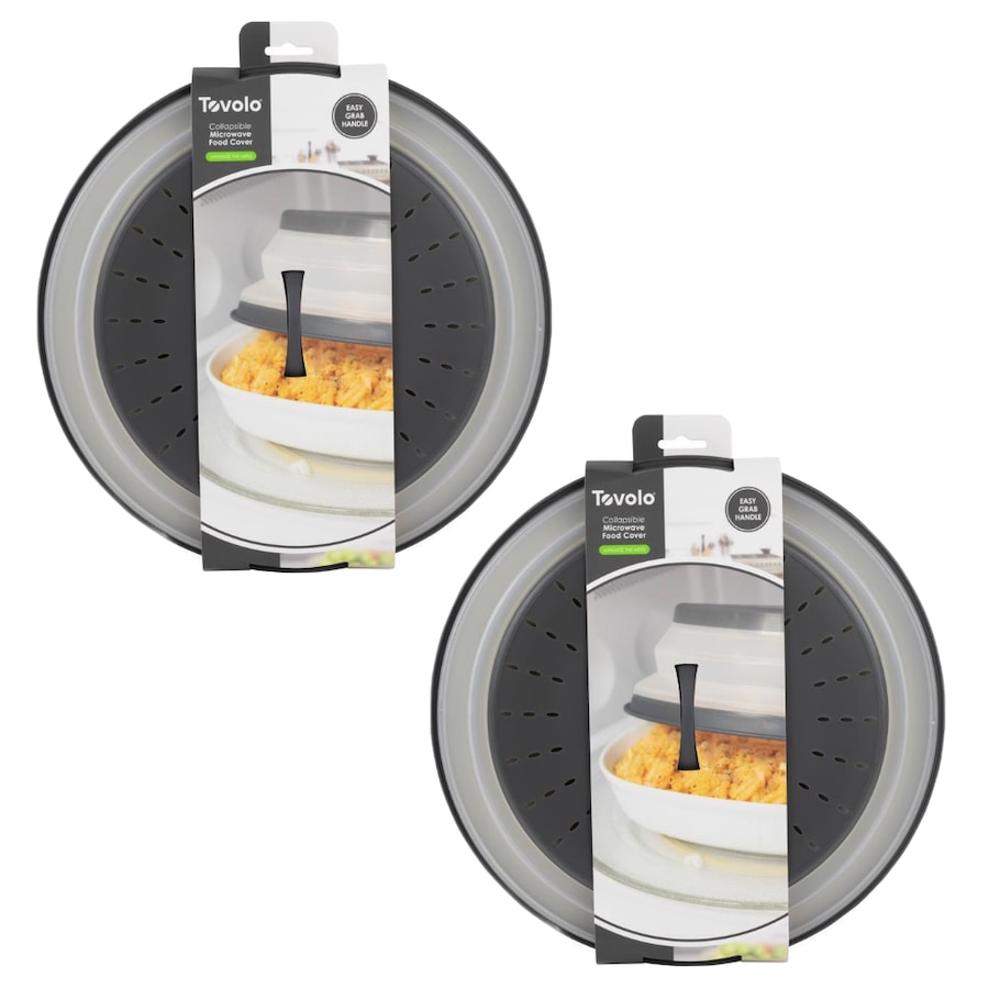 Tovolo Collapsible Microwave Food Cover Anti-Splatter 26cm Charcoal - Set of 2