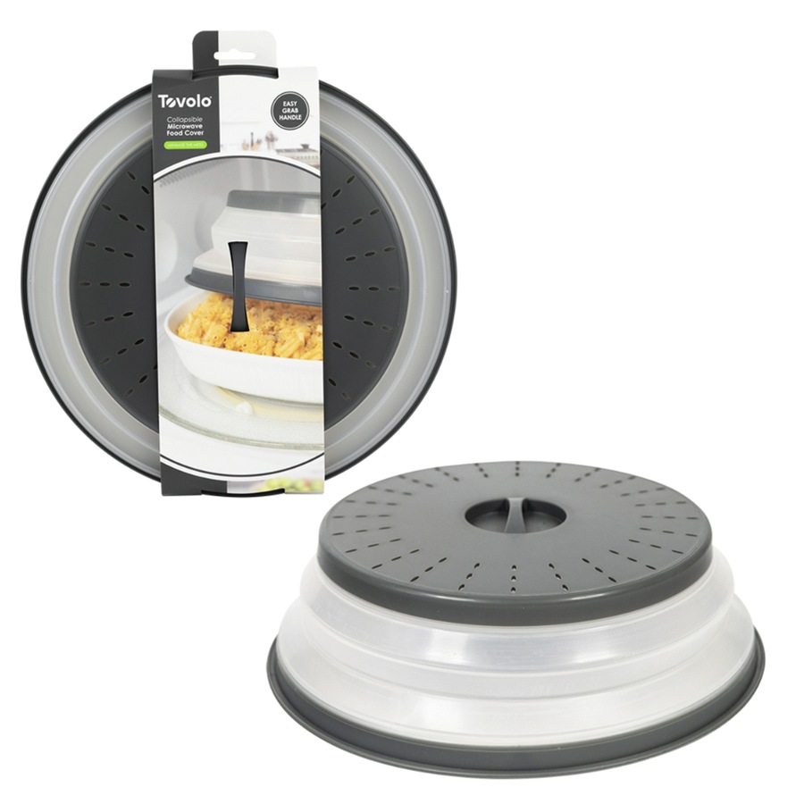 Tovolo Collapsible Microwave Food Cover Anti-Splatter 26cm Charcoal - Set of 2