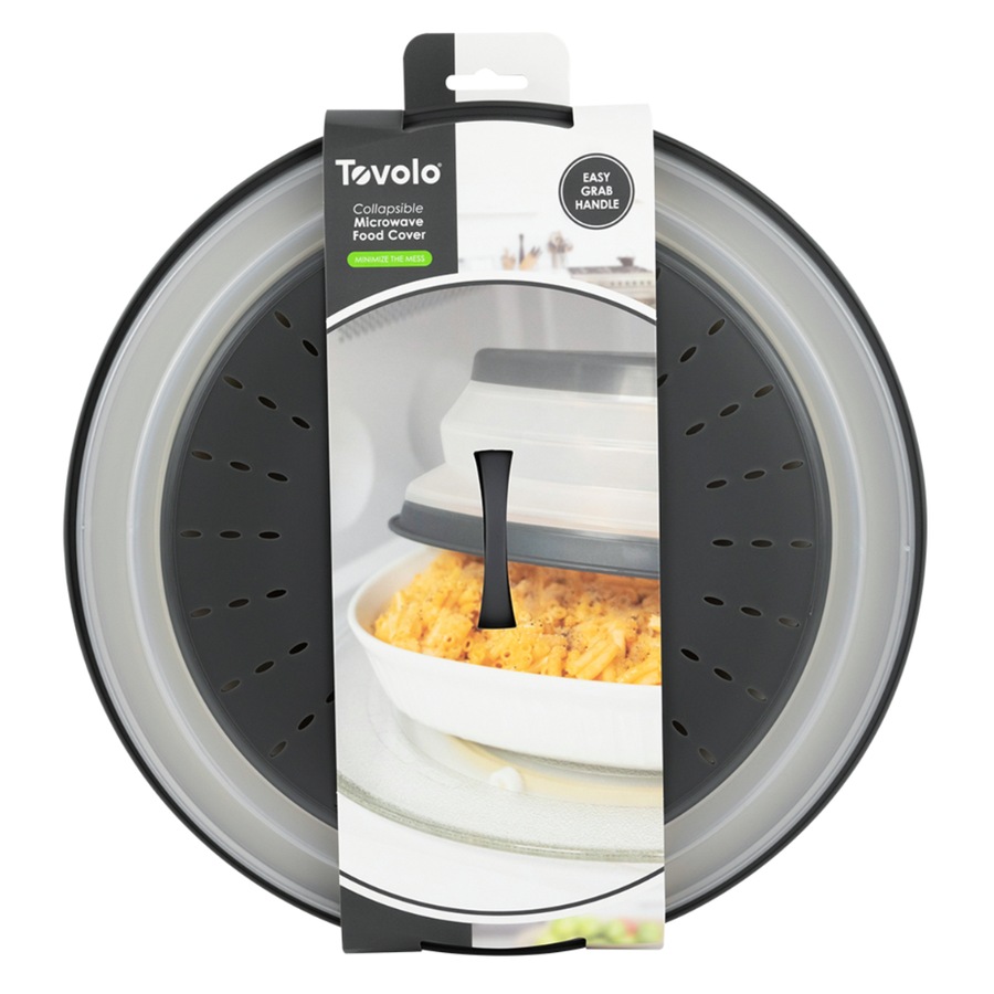 Tovolo Collapsible Microwave Food Cover Anti-Splatter 26cm Charcoal - Set of 2