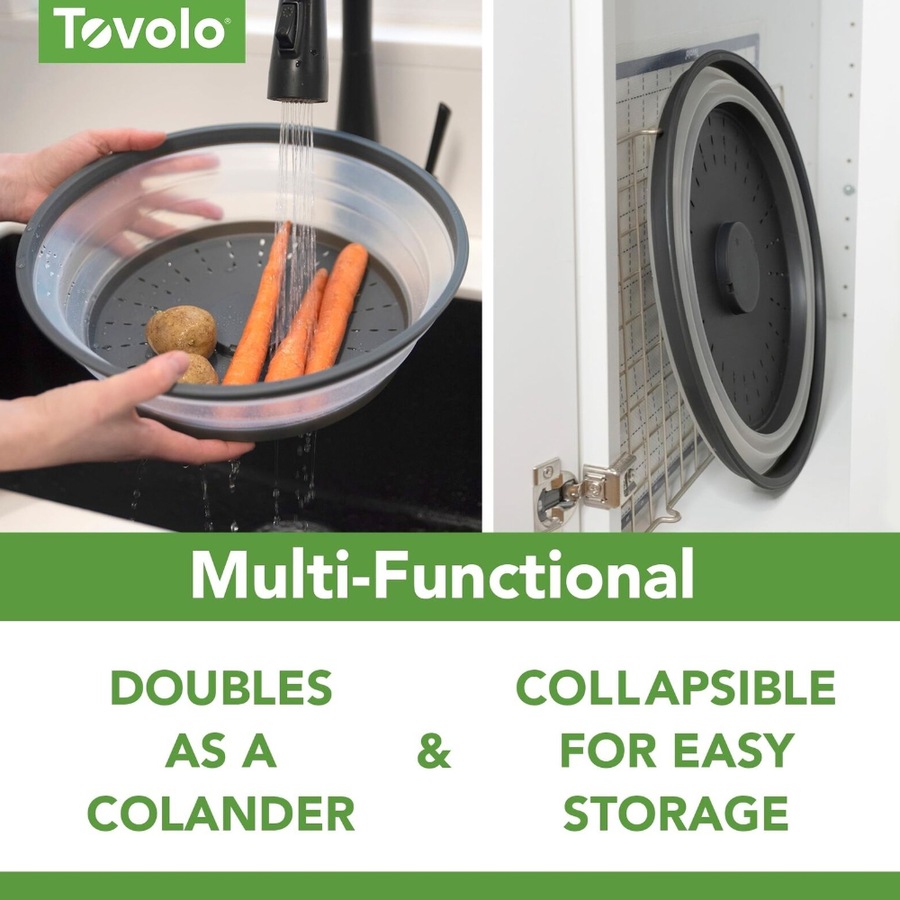 Tovolo Collapsible Microwave Food Cover Anti-Splatter 26cm Charcoal - Set of 2
