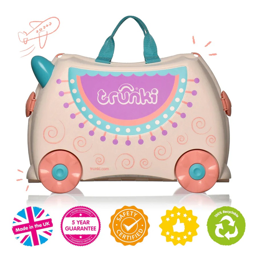 Trunki Ride on Kids Suitcase Luggage Toy Box - Lola the Llama