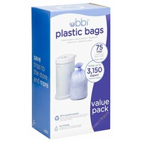 Ubbi Bin 3 Pack Plastic Liner Bags - 75 Bags Holds up to 3150 Newborn Nappy Diapers
