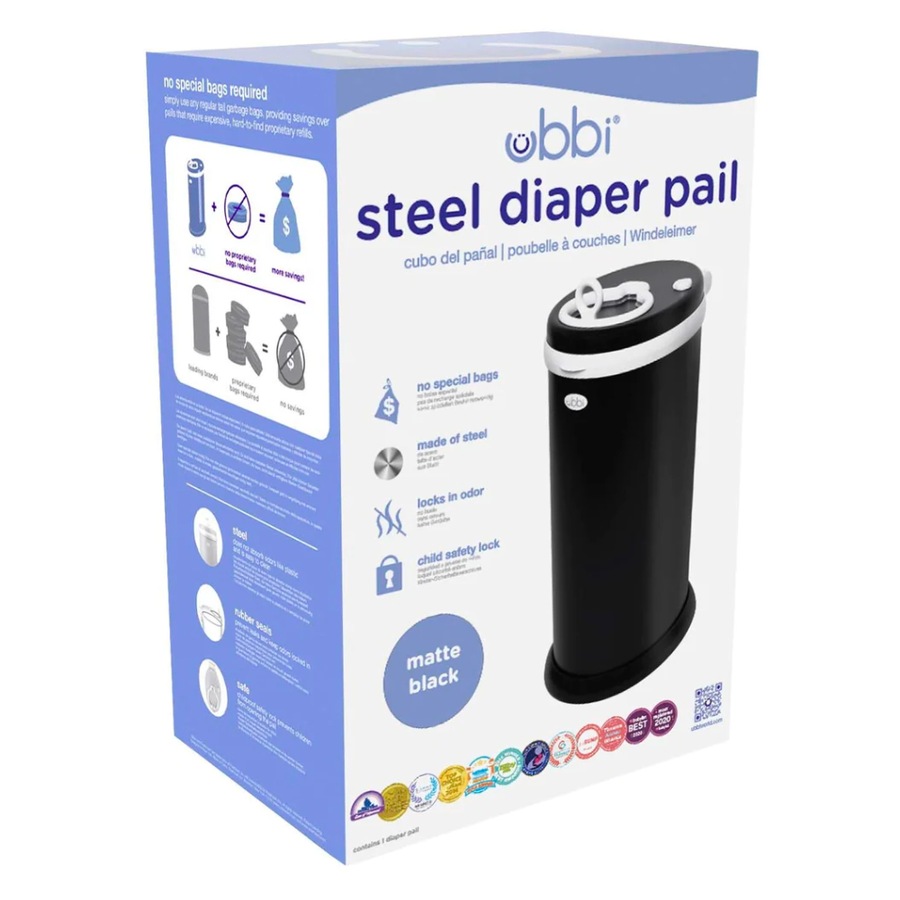 Ubbi Nappy Bin Diaper Pail - Matte Black