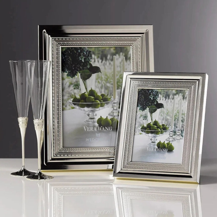 Vera Wang Wedgwood With Love Silver Giftware Toasting Flute Pair 2pc Set