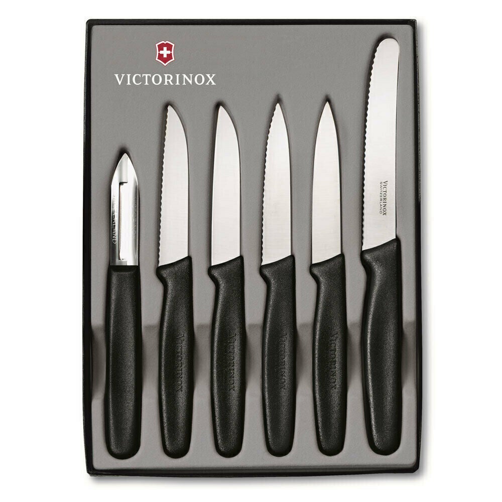 VICTORINOX 6PC PARING STAINLESS STEEL KNIFE SET 6PC KNIVES BLACK