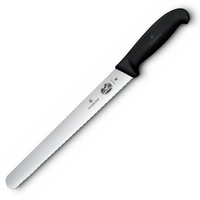 Victorinox Slicing Knife Round Wavy Edge 25cm Fibrox Handle Black 5.4233.25