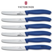 Victorinox Steak & Tomato Knife Pistol Grip 11cm - Blue Set x 6 Knives